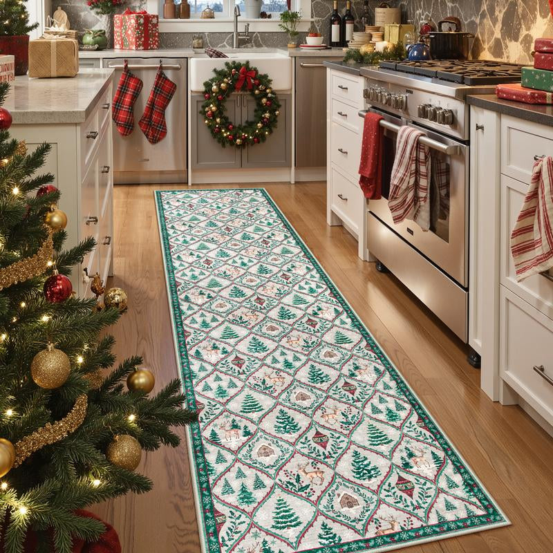 Lahome Christmas Rug Runners for Hallways,Kitchen Rugs Non Slip Washable Entryway Carpet Runner,Soft Christmas Tree Santa Claus Runners for Bathroom Holiday Decor