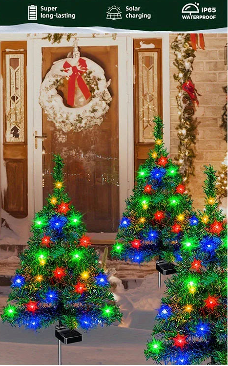 Vibrant Solar-Powered Christmas Tree Lights - Waterproof & Colorful Outdoor Decorations for Garden, Pathway, and Parties