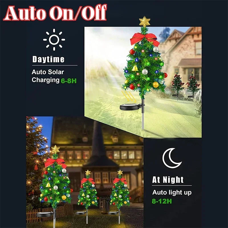Vibrant Solar-Powered Christmas Tree Lights - Waterproof & Colorful Outdoor Decorations for Garden, Pathway, and Parties