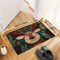 Fluffy Christmas Deer Microfiber Bath Mat - Quick-Dry & Absorbent with Festive Red Berries & Green Leaves Design