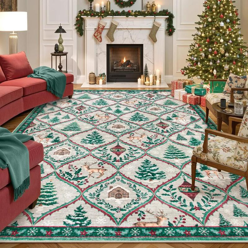 Lahome Christmas Rug Runners for Hallways,Kitchen Rugs Non Slip Washable Entryway Carpet Runner,Soft Christmas Tree Santa Claus Runners for Bathroom Holiday Decor